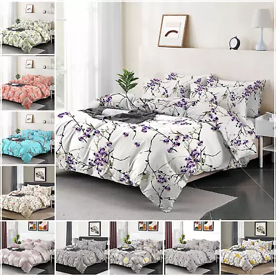 100% Egyptian Cotton Printed Duvet Cover Set Quilt Bedding Sets Double King Size • £16.99