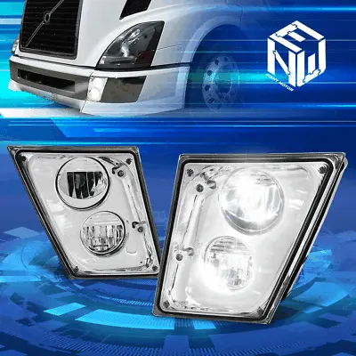 For 03-17 Volvo VN VNL VNM VNX Trucks Full White LED Fog Light Foglamps Chrome • $164.95