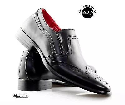 Mens Casual Smart Comfort Slip On Office Work Brogues Formal Dress Shoes Size • £22.95