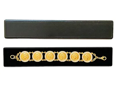 Vintage 1980s Gold Plated Cameo Bracelet Made W Swarovski Crystals Boxed • £39