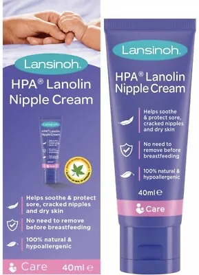 Lansinoh HPA Lanolin Nipple Cream For Sore Nipples And Cracked Skin 40ml • £10.51