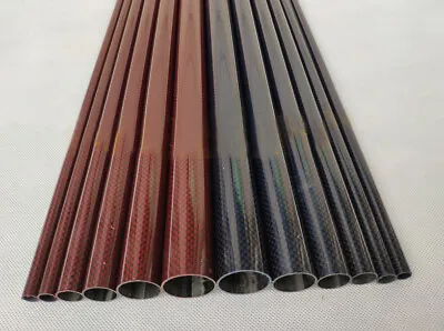 2Pc 50cm Length Plain Weave Glossy 3k Carbon Fiber Tube Roll Wrapped Navy / Red  • £26.35
