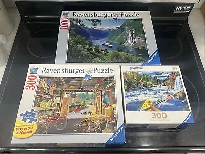 Ravensburger Puzzle /300/1000 PC Lot Of 3 Estate Sale Hundred Of Puzzles • $19.99