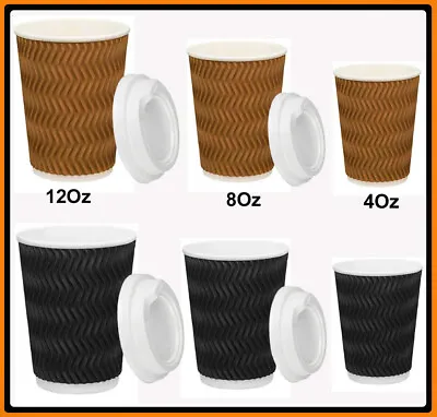 $45.50 • Buy Coffee Cups 4oz 8oz 12oz Takeaway Paper Ripple Wall Take Away Bulk AU Stock