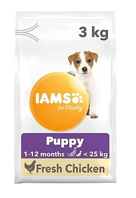 IAMS Puppy Small & Medium Breed Dry Dog Food With Chicken - 3 Kg Fast & Free • £9.20