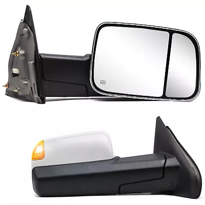 Towing Mirrors Power Heated Turn Signal For 2004 Dodge Ram 1500 Chrome Cap LH RH • $144.34