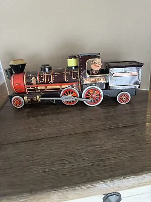 Rare Vintage Battery Operated Mystery Action Frontier 3535 Locomotive Tin Train • $99