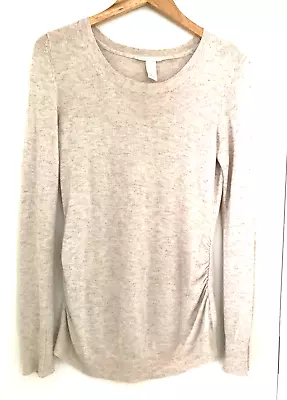 H &M Mama Sz Small Long Sleeve Maternity Sweater Heathered Light Metallic Beige • $10