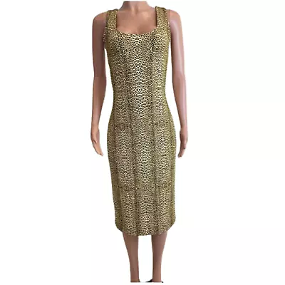 Just Cavalli Dress Womens 44 / 8 Leopard Print Midi Sheath Sleeveless Bodycon  • $79