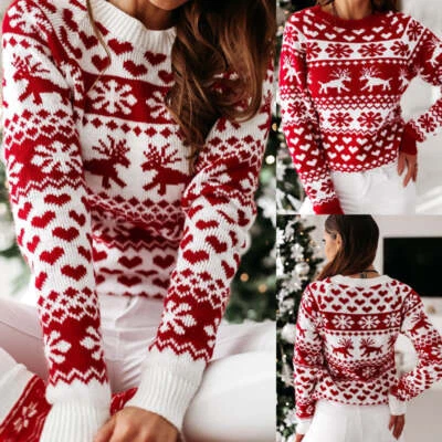 $31.98 • Buy Christmas Elk Long Sleeve Knitted Sweater Womens