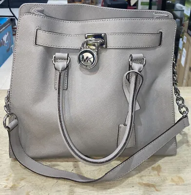 Michael Kors Large Hamilton Gray Handbag Satchel Tote Bag Saffiano LeatherWomen • $90
