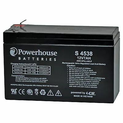 Powerhouse 12V 7Ah Sealed Lead Acid (SLA) Battery 4.8mm/F1 For NBN Alarm UPS • $32.50