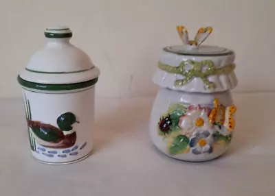 Vintage Hudsons International Painted Mallard Duck Pot With Lid & Decorative Pot • £6