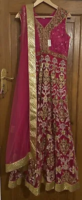 New Asian Pakistani Salwar Kameez Anarkali Lengha Wedding Party Dress 38 Uk 10 • £65