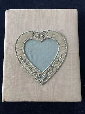 Vintage Small Unused Baby Book Embroidered Heart  Moire Covered Baby Milestones • $8