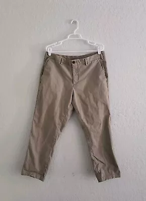 Uniqlo Tan Cotton Spandex Slim Fit Ankle Chino Pants 36x27 • $12