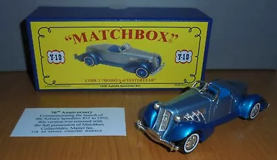 Matchbox Yesteryear Y19 Auburn Speedster 70th Anniversary Blue Chrome 24 Code 2 • £79.99