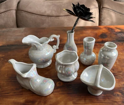 £0.99 • Buy Lavender & Pink Iridescent Pottery Mini Vases
