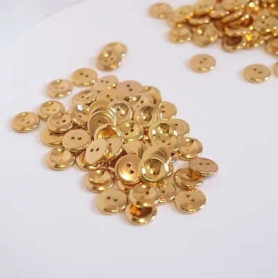 50 Vintage Solid Brass Buttons 5/8  2-Hole Two Buttons Military Dress Gold Tone • $16