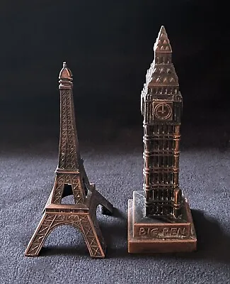 Vintage Paris Eiffel Tower & London Big Ben Ornaments • £5.99