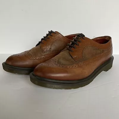 Mens DR DOC MARTENS Brogue Wingtips Brown Suede Oxfords Dress Shoes Size 10 • $49.99