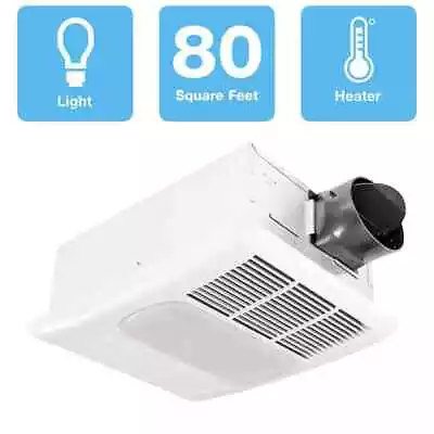 Radiance Series 80 CFM Ceiling Bathroom Exhaust Fan With Light And Heater • $141.91