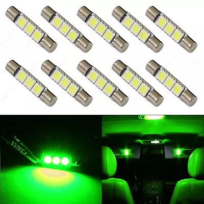 10 X Green 28mm 3SMD T6 6641 LED Bulbs Sun Visor Vanity Mirror Fuse Lights +TOOL • $9.99