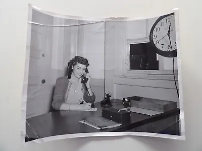 Black & White 8  X 10  Photo Woman On Telephone 1940s 1950s Telectron Wall Clock • $6