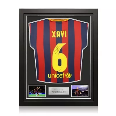 Xavi Hernandez Signed Barcelona 2013-14 Football Shirt. Standard Frame • $656.88