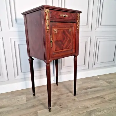 Antique French Louis XVI Marble Top - Night Stand - Pot Bedside Cupboard Table • £289.99