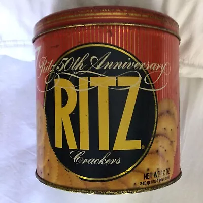 Vintage Ritz 50th Anniversary Cracker Tin Collectible Food Container • $8.74