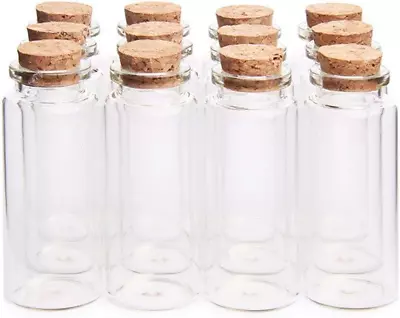 Danmu Art 30ml 30mm X 70mm Mini Glass Bottles Jars With Wood Cork Stoppers Small • £10.84