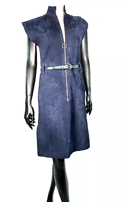 Yves Saint Laurent Rive Gauche 1960’s Blue Suede Dress • $599