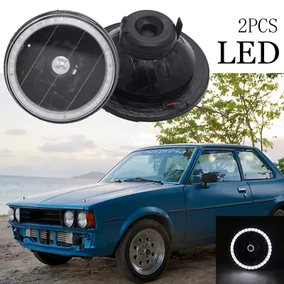 5.75  5-3/4‘’ Round Glass White LED Sealed Beam Black Housing Headlights Pair • $25.64