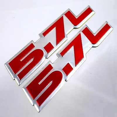 2x Red 5.7L Engine Emblems Badge For Chevy GM SBC 5.7L V8 350 LS1 LS6 LT1 Mod • $19.99