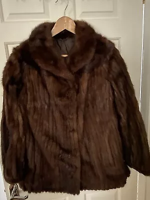 VINTAGE DARK BROWN MINK  FUR  JACKET FIT UK 14 OR SMALL 16 - Never Worn. • £29.99