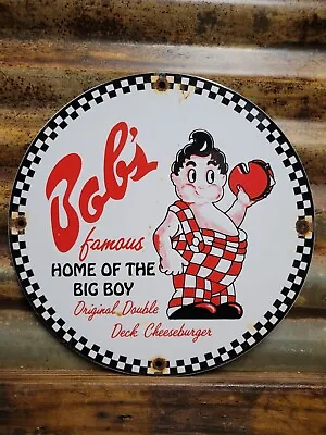 Vintage Bobs Burgers Porcelain Sign Drive In Diner Fast Food Hamburger Big Boy • $146.78