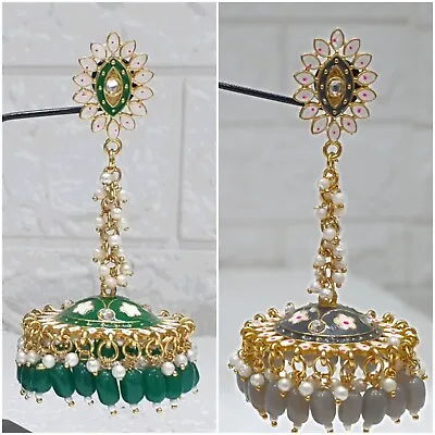 Ethnic Bollywood Style  Meenakari Handpainted Jhumki Earrings • $12