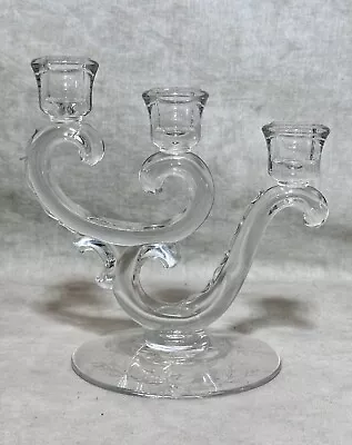 Vintage Art Deco Mid Century Modern MCM Glass Candelabra Candle Holder Fostoria • $24.99