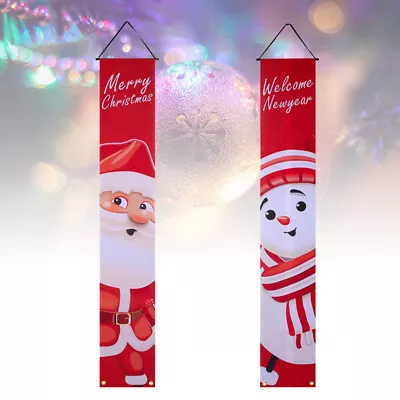 2PCS Merry Christmas Santa Snowman Flag Banner Wall Hanging Xmas Party Decor • $12.83