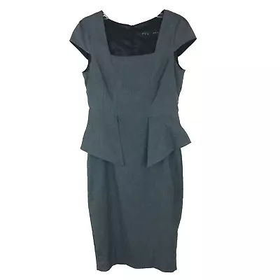 Zara Basic Size S Charcoal Gray Peplum Career Dress • $22.99