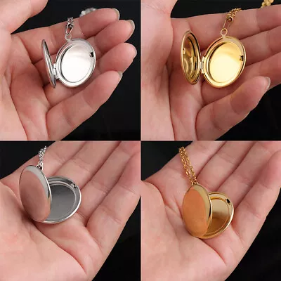 Round Photo Picture Frame Locket Pendant Necklace Charm Jewelry For Men Women • $3.39