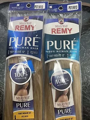 Milky Way PURE Human Hair Weave 2-packs Extension Yaky_12 _#27/613 • $100