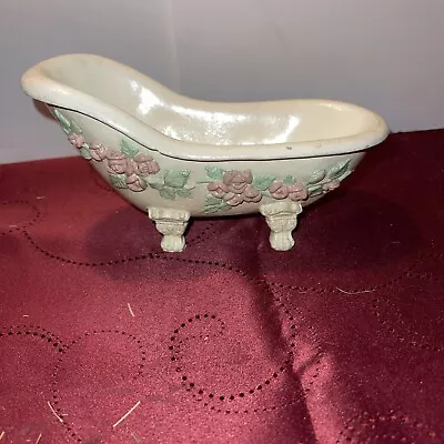 Vintage Bath | Vintage Shabby Chic Ceramic Pastel Rose Bathtub... • $13