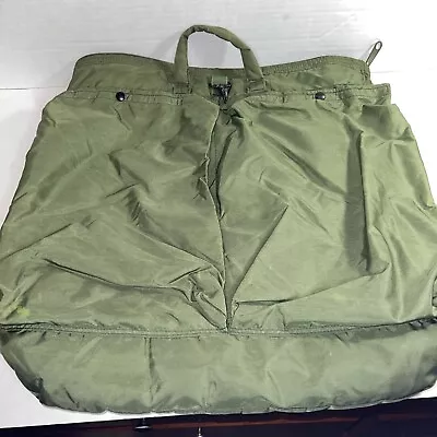 VTG US MILITARY FLYER’S HELMET BAG 8415-00-782-2989 Green Nylon UNICOR  USED • $21