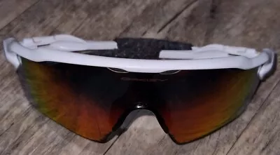 Oakley Radar EV Pitch Sunglasses Polished Fire Iridium Lenses White • $79