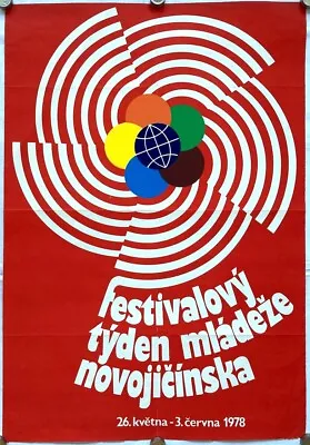 Original Vintage Poster CZECHOSLOVAKIA - YOUTH FESTIVAL WEEK - EVENT - 1978 • $149