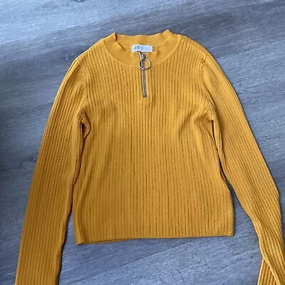 Girls Mustard Ribbed H & M Top 10-12 Years • £1.75