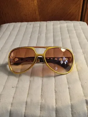 Elvis Presley  & Tcb Gold Sun Glasses As Worn In Documentary Movie Elvis On Tour • $40