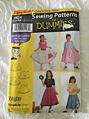 Vintage Simplicity Pattern 9924 Girls' Circle POODLE SKIRT Size K5 (78101214 • $7.99